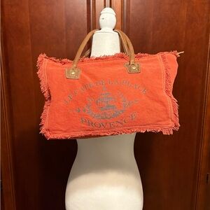 Myra Canvas and Leather Large Red Shoulder Bag Purse